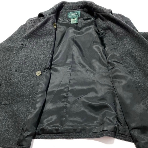 Vintage LAUREN Ralph Lauren Green Label Cropped Wool Pea Coat Jacket Size 14 - Picture 8 of 13